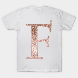 F rose gold glitter monogram letter T-Shirt